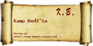Kamp Beáta névjegykártya
