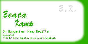 beata kamp business card